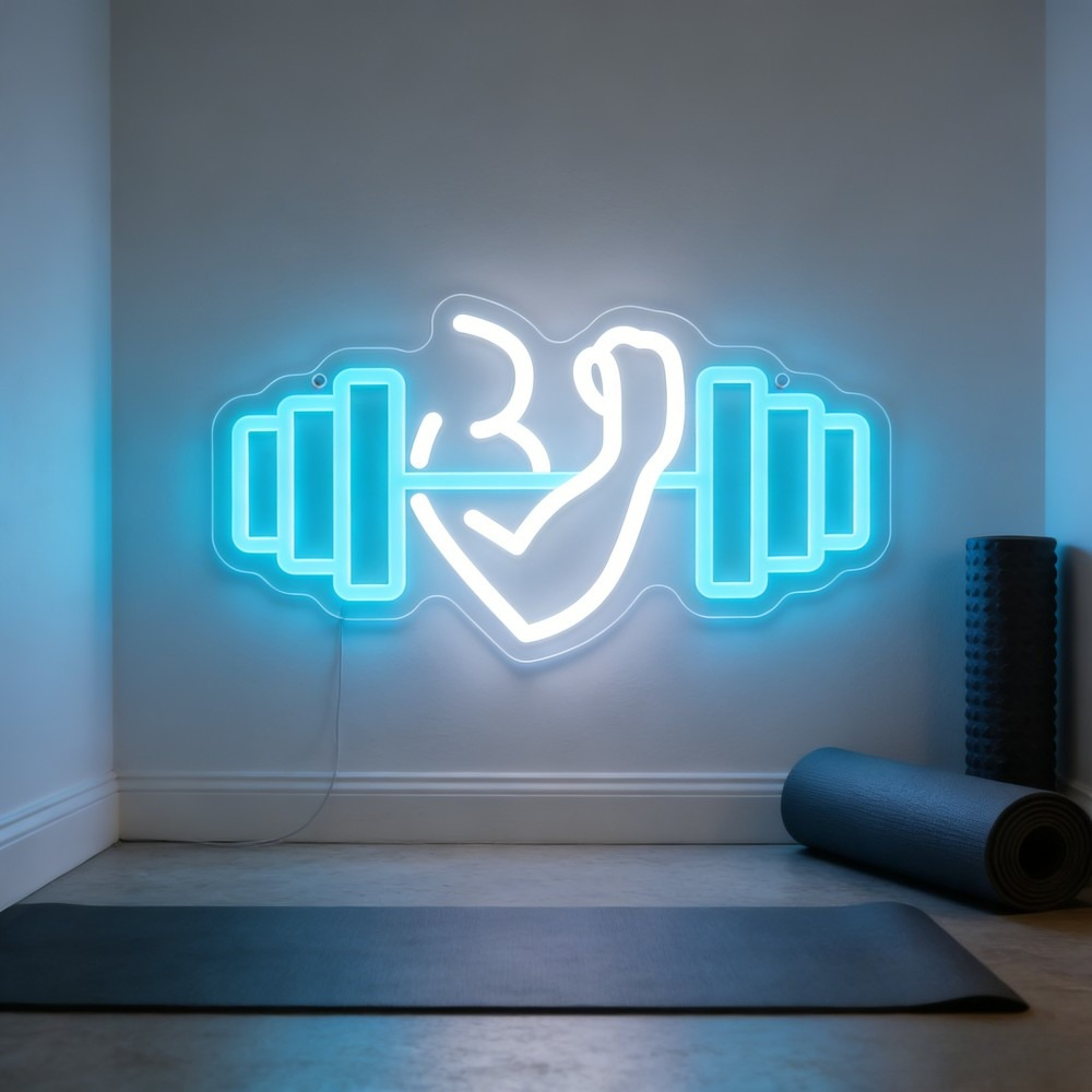 Bicep Dumbbell Neon Sign LED W - Yoga Fitness Quotes review and price